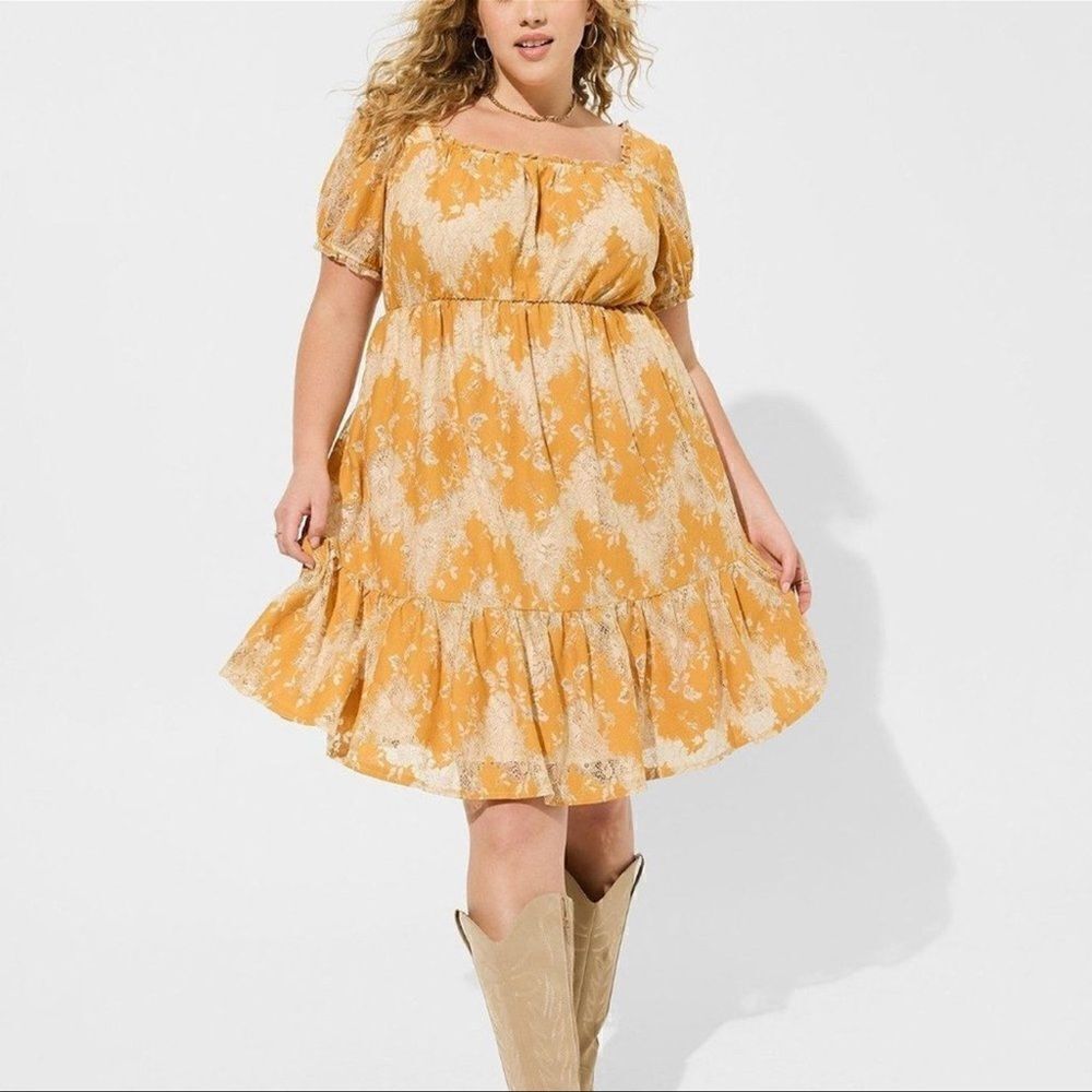 Torrid Mini Two Toned Lace Tiered Babydoll Dress. Size 3X.